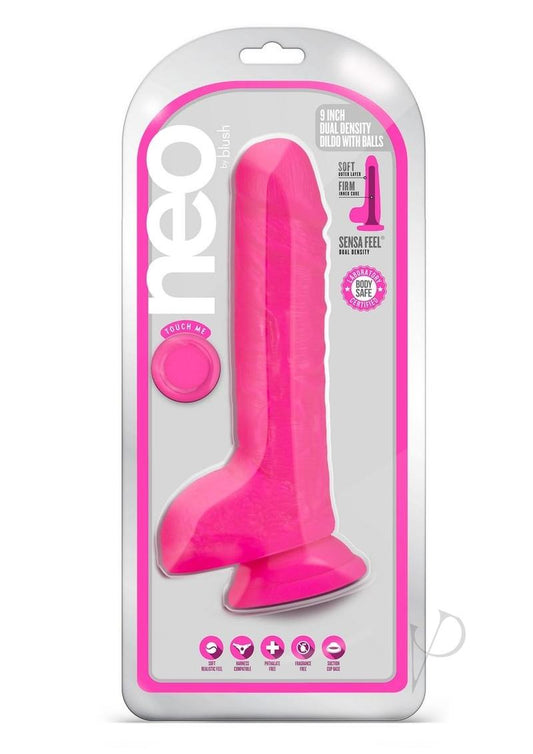 Neo Dual Density Dildo 9` Neon Pink
