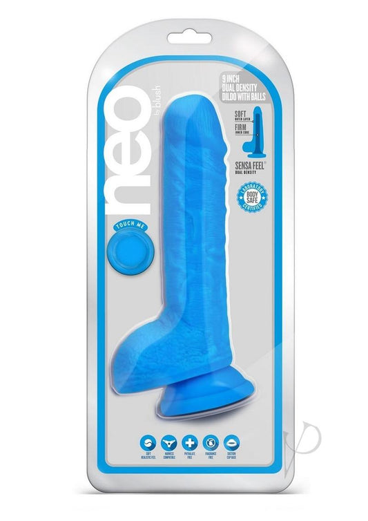 Neo Dual Density Dildo 9` Neon Blue