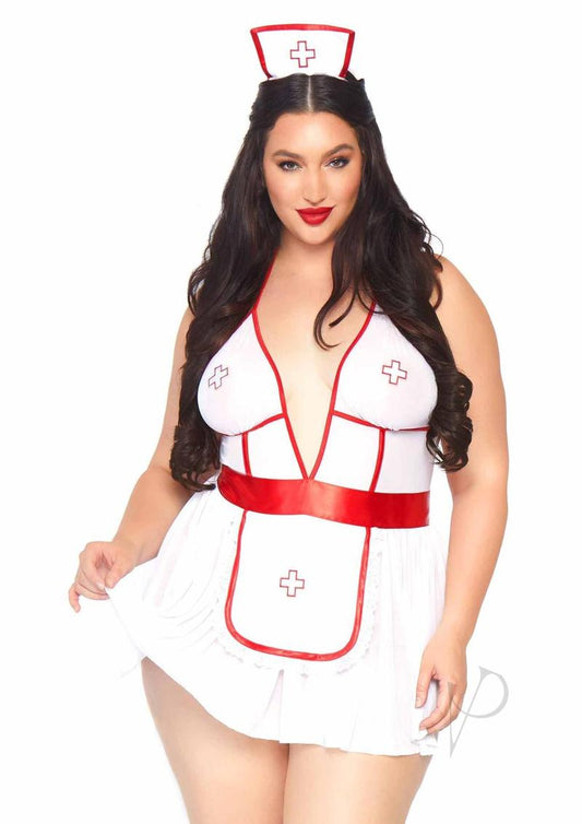Nightshift Nurse 3pc Set White/red
