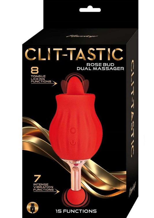 Clit Tastic Rose Bud Dual Massager Red