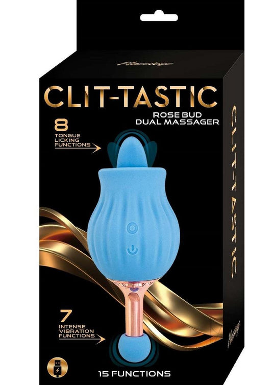 Clit Tastic Rose Bud Dual Massager Blu