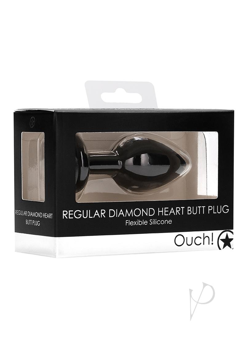Ouch Diamond Heart Butt Plug Reg Black