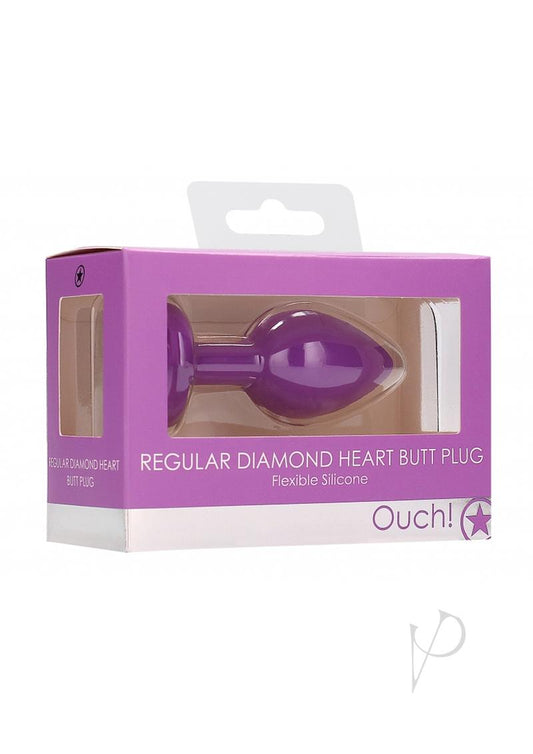 Ouch Diamond Heart Butt Plug Reg Purple