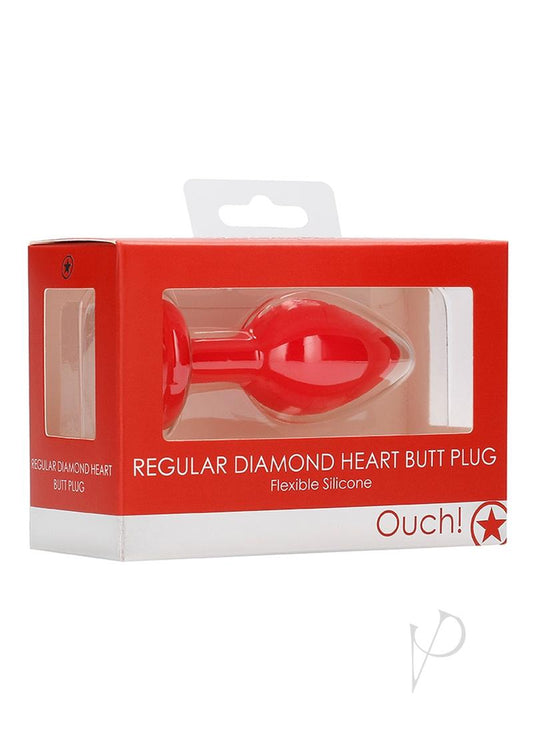 Ouch Diamond Heart Butt Plug Reg Red