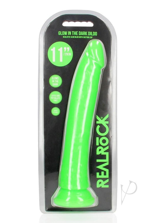 Realrock Slim Dildo 11 Gitd Green