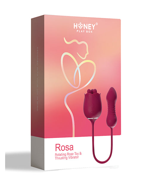 Rosa Rotating Rose Toy & Thrusting Vibrator - Red