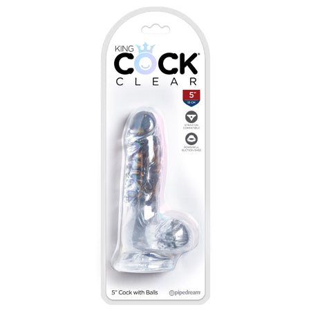 Pipedream King Cock Clear 5 in. Cock With Balls Realistic Suction Cup Dildo