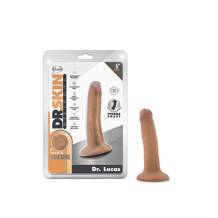 Blush Dr. Skin Silicone Dr. Lucas Realistic 5 in. Posable Dildo with Suction Cup Tan