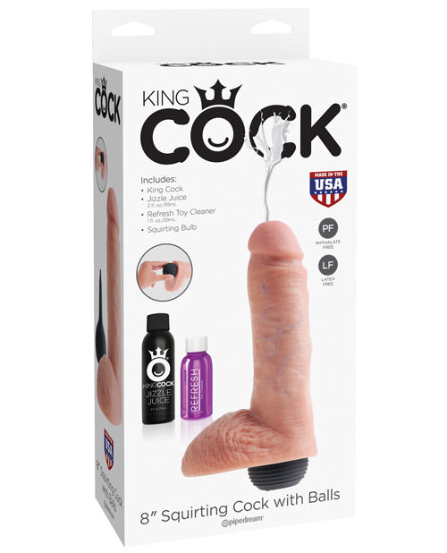 "King Cock 8"" Squirting Cock W/balls"