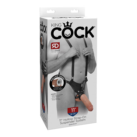 Pipedream King Cock Adjustable 11 in. Hollow Strap-On Suspender System Beige/Black