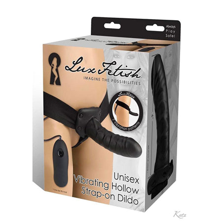 Lux Fetish Unisex Vibrating Hollow Strap-on Dildo Remote-Controlled