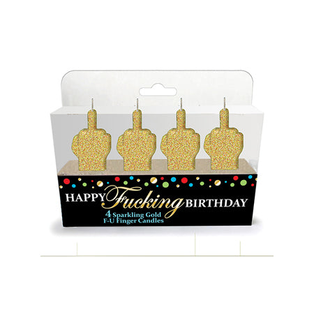 Happy Fucking Birthday Glitter Middle Finger Candles 4-Pack