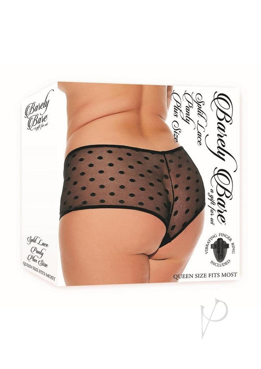 Barely B Split Lace Panty Plus Black