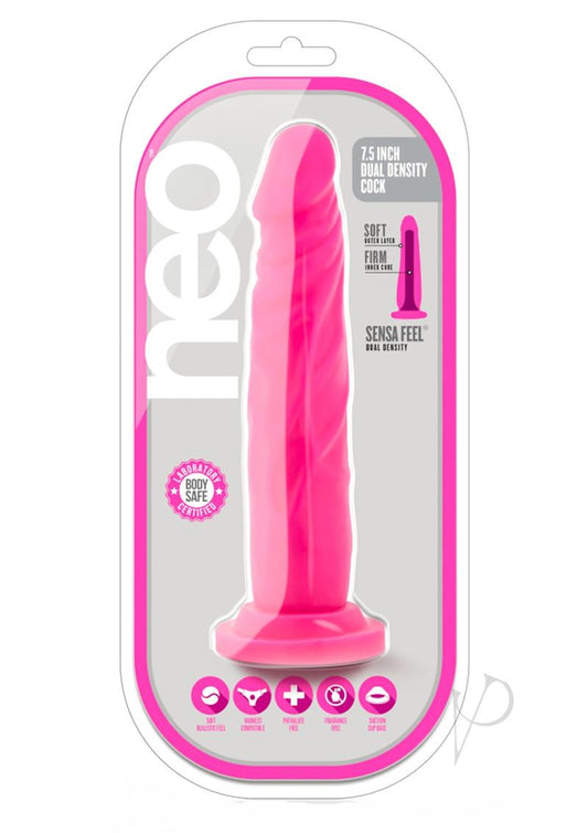 Neo Dual Density Cock 7.5` Neon Pink