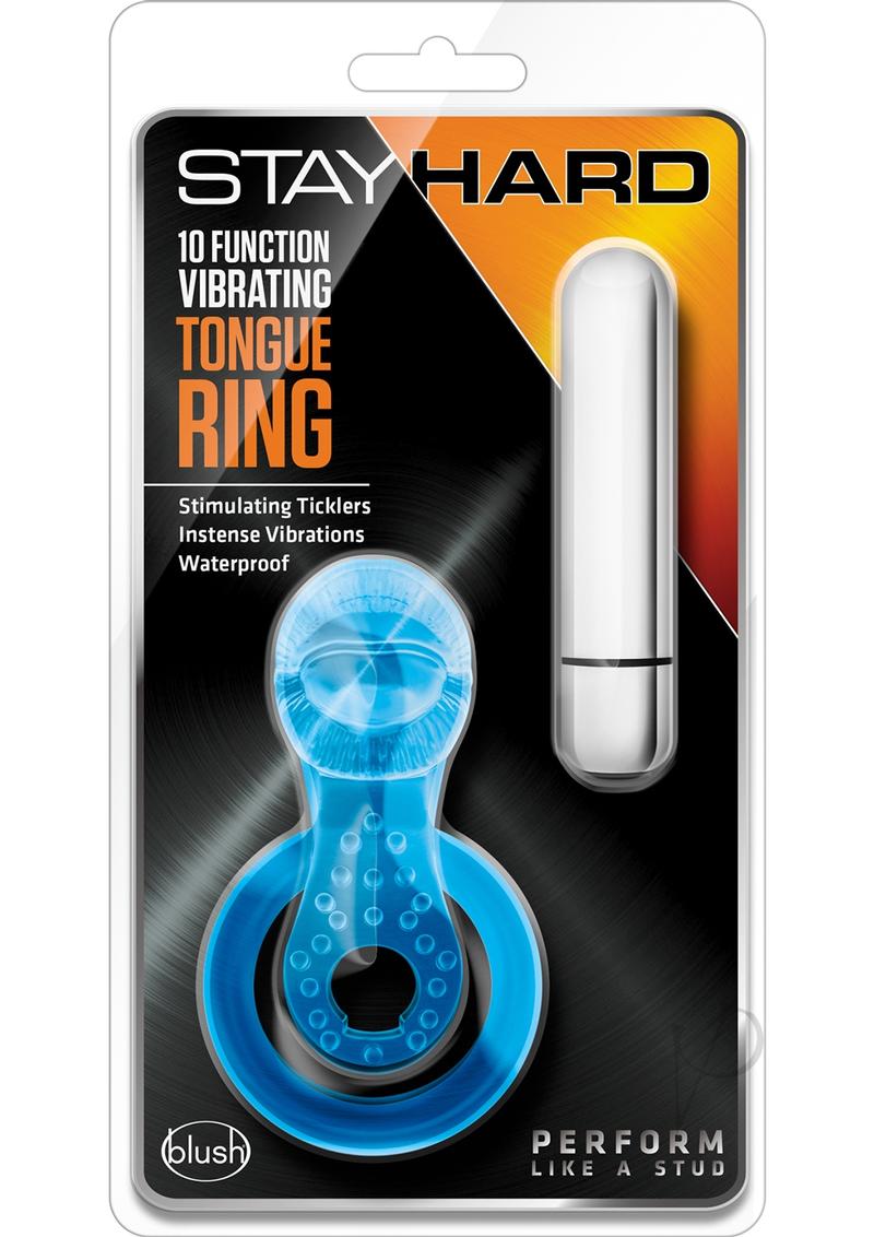 Stay Hard 10x Vibrating Tongue Ring Blue