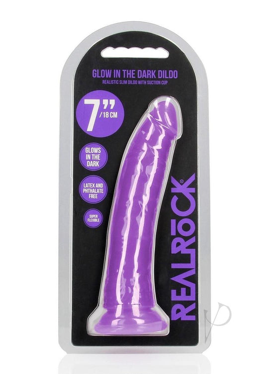 Realrock Slim Dildo 7 Gitd Purple