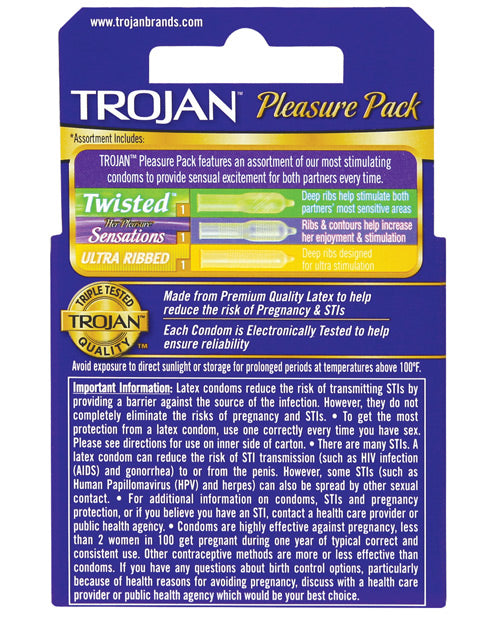 Trojan Pleasure Pack Condoms - Box of 3