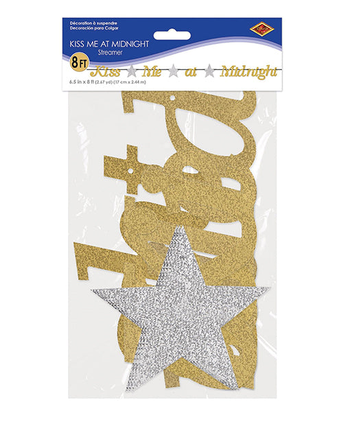 New Year's Kiss Me at Midnight Streamer - Gold/Silver