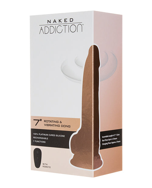 Naked Addiction 7" Rotating & Vibrating Dong w/Remote - Flesh