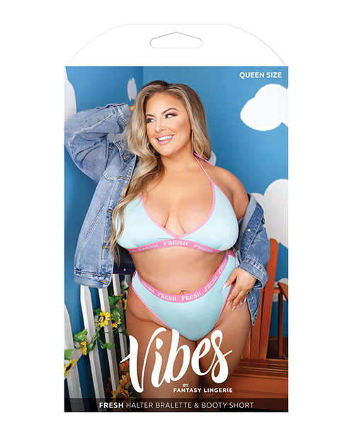 Vibes Fresh Halter Bralette & Booty Short Light Blue Qn