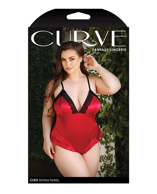 Curve Cleo Skirted Teddy W/snap Crotch Red