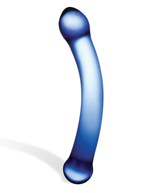 Glas 6" Curved G-Spot Glass Dildo - Blue