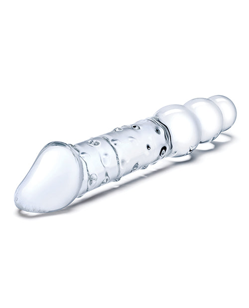 Glas 12" Double Ended Glass Dildo w/Anal Beads - Clear