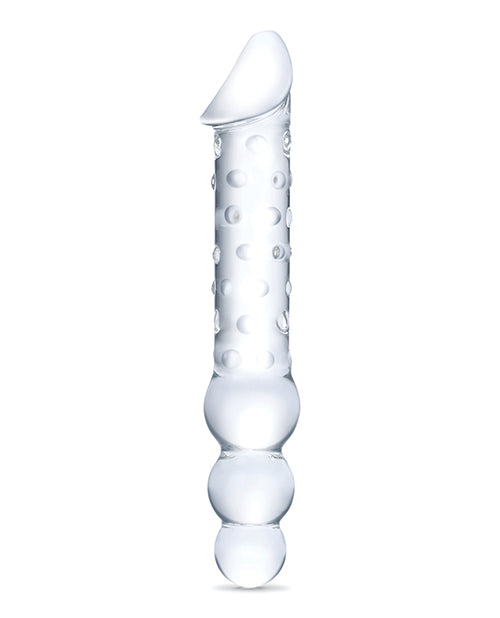 Glas 12" Double Ended Glass Dildo w/Anal Beads - Clear