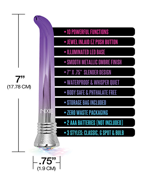 Nixie Waterproof G-Spot Vibe  - 10 Function Purple Ombre Glow