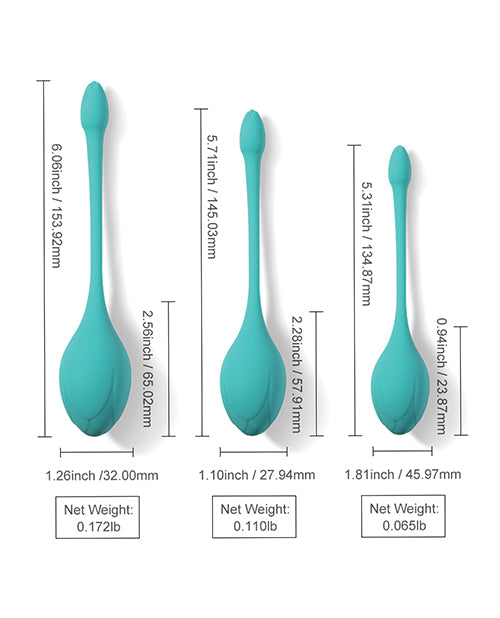 Bluebell Floral 3 Size & Weight Kegel Ball Exercise Set - Blue