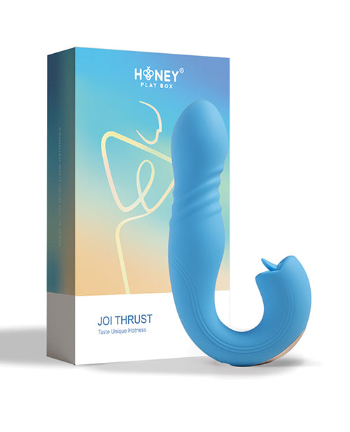 Joi App Controlled Thrusting G-spot Vibrator & Clit Licker - Blue