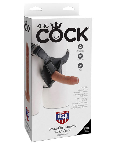 "King Cock Strap On Harness W/6"" Cock"