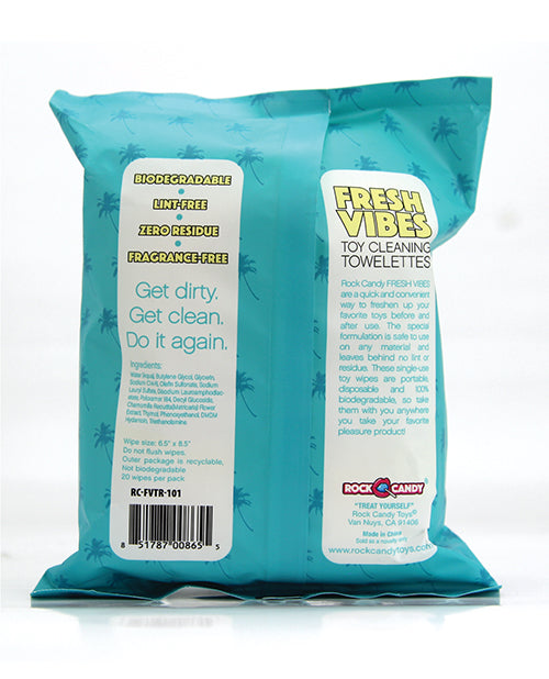 Rock Candy Fresh Vibes Toy Cleaning Towelettes Travel Pack - Pack of 20