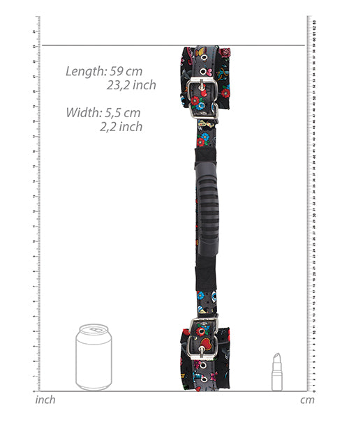 Shots Ouch Old School Tattoo Style Printed Handcuffs w/Handle - Black