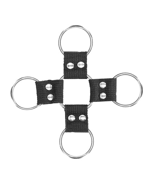 Shots Ouch Black & White Velcro Hogtie w/Hand & Ankle Cuffs - Black