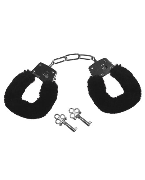 Sex & Mischief Furry Handcuffs - Black