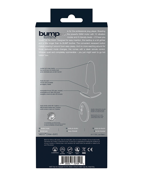 Vedo Bump Plus Rechargeable Remote Control Anal Vibe - Just Black