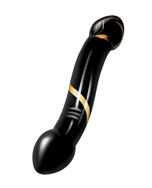 Secret Kisses 7.5" Handblown Double Ended Dildo - Black/Gold