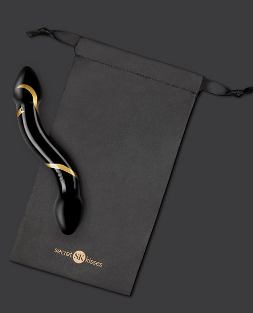 Secret Kisses 7.5" Handblown Double Ended Dildo - Black/Gold