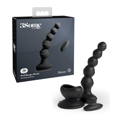 Pipedream 3Some Wall Banger Vibrating Anal Beads With Suction Cup Black