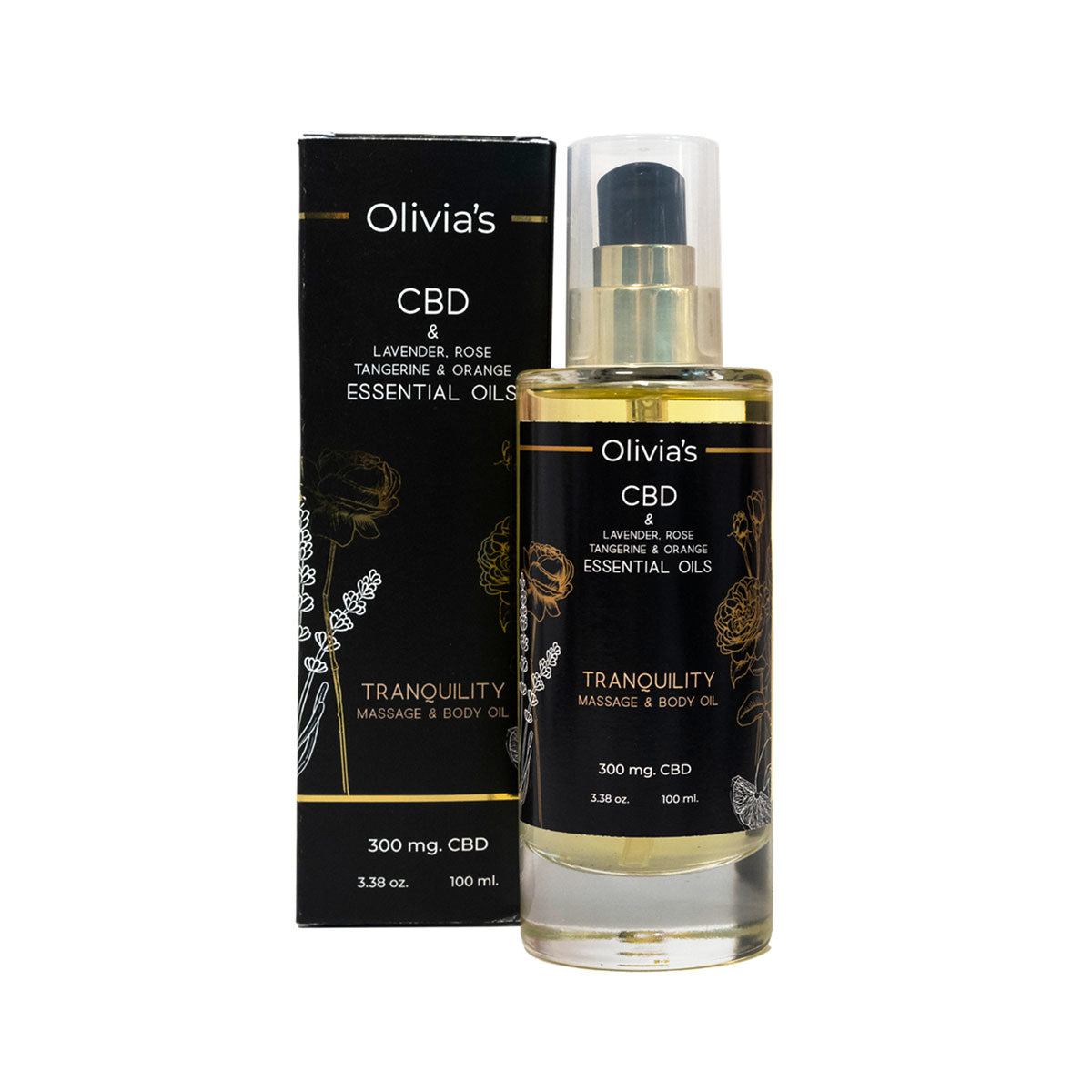 Olivia's Boudoir CBD Tranquility Massage Oil 300mg  3.38oz