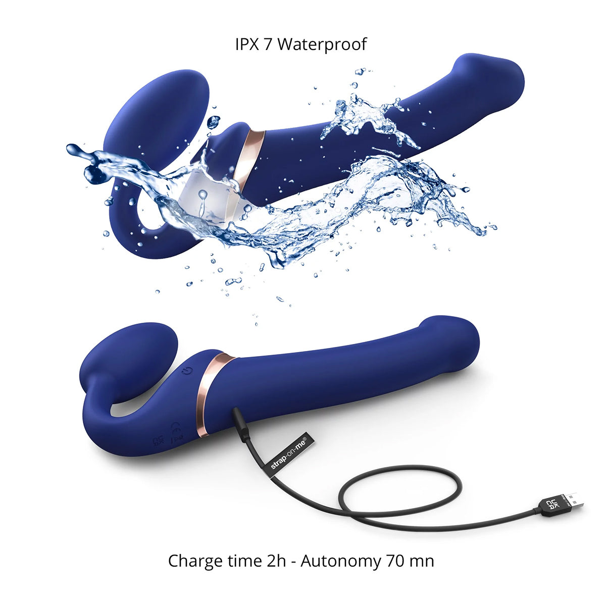 Strap-On-Me Multi-Orgasm Large Bendable Strap-On - Blue