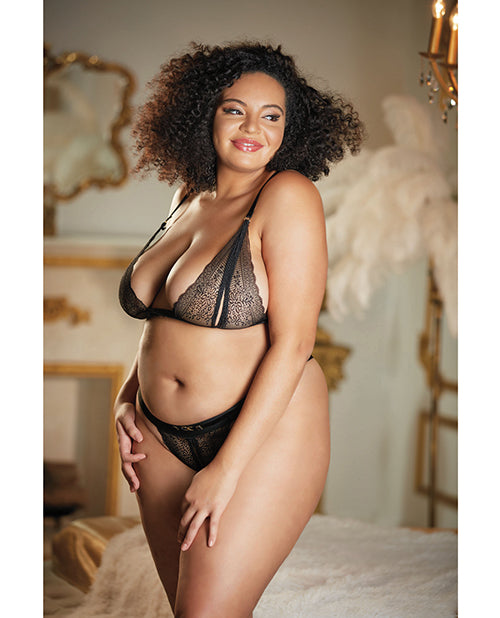 Allure Lace Peek A Boo Bralette & Panty Black Qn