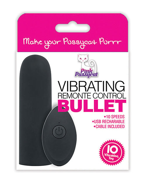 Pink Pussycat Vibrating Remote Control Bullet - Black