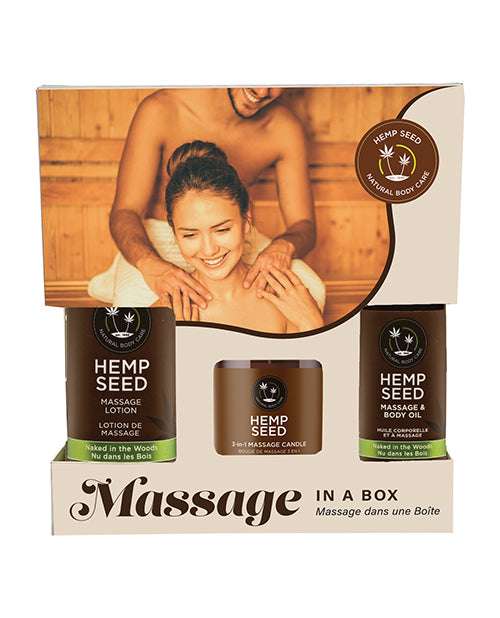 Earthly Body Hemp Seed Massage In A Box - Asst. Naked In The Woods