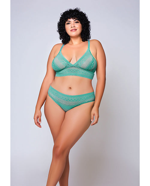 Geometric Lace Bralette & Hipster Teal