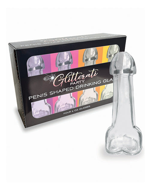 Glitterati Penis Shaped Drinking Glasses - Set of 4