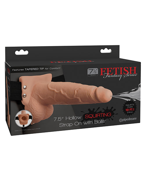 Fetish Fantasy Series 7.5" Hollow Squirting Strap On w/Balls - Flesh