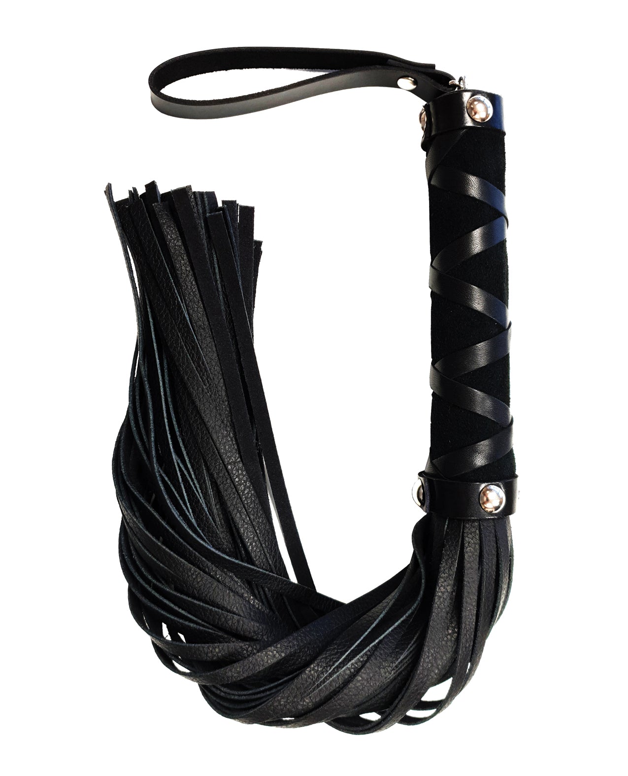 Rouge Short Leather Flogger w/Studs - Black