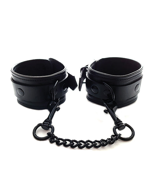 Rouge Leather Wrist Cuffs - Black With Black